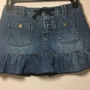 Cherokee Denim Ruffled Skirt w Denim Shorts 7/8 M